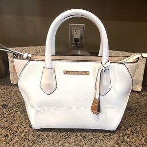 GIANNI BINI White purse gold beads black trim handbag shoulder bag NEW